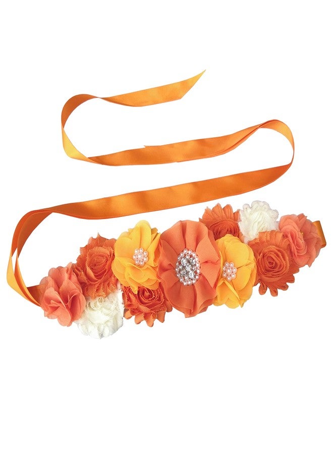 Oyabridal Orange Baby Shower Sash Maternity Sash Orange Pregnancy Sash Belt Baby Shower - Image 1